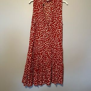 Sleeveless rust polka dot dress